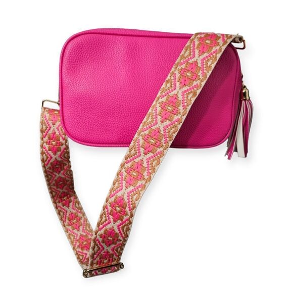 "The Sunday Bruncher" Hot Pink Cosmopolitan Camera Style Adjustable Strap Bag - Picture 11 of 16